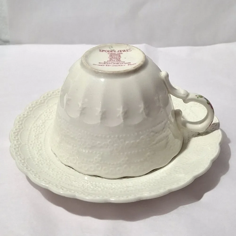 VTG Spode Copeland Billingsley Flat Teacup And Saucer Billingsley Rose Pink *